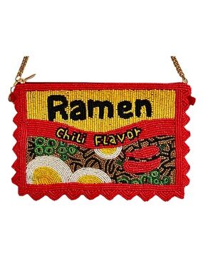 Lily Posh Ramen Crossbody Mini Clutch Phone Bag, Beaded Bag Chili Spicy
